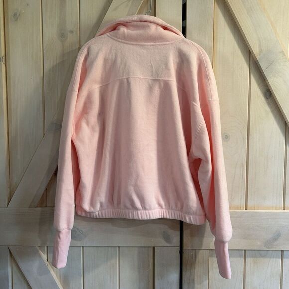 Old Navy Womens Pullover Quarter Zip Large Pink Pockets Thumb Hole Loose Fit - Picture 9 of 15